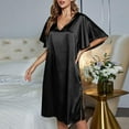 thumbnail image 2 of GHSOHS Robes for Women Sleep Shirt Womens Nightgowns Solid Color Ice Silk Nightdress Summer Short Sleeve Women's Gown Sleepwear Sleepshirt Robe Pajamas Nightgown Homewear Lingerie, 2 of 5