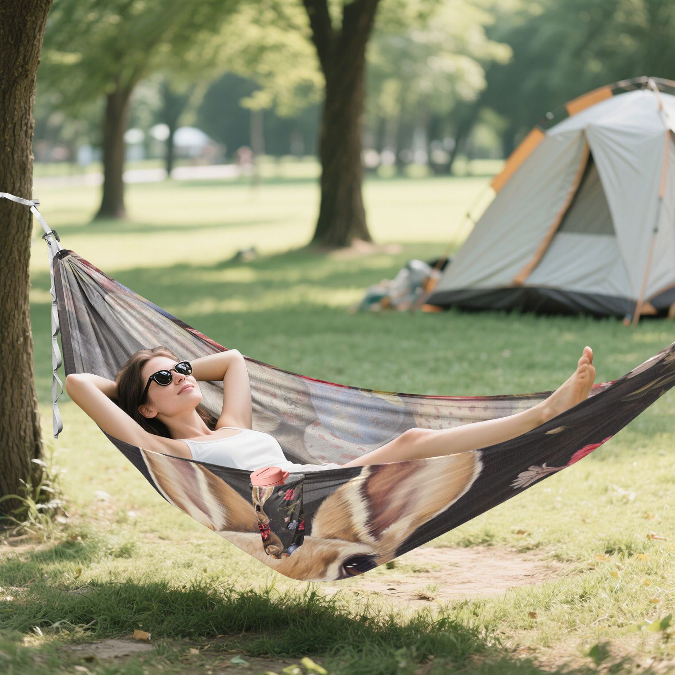 Hammock Camping Hammock Nylon Portable Hammock Travel Camping Hammock Easter Brown Rabbit