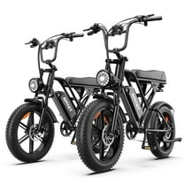 AMYET G60 Electric Bike for Adults, 20" Fat Tire E-Mountain Bicycle, Peak 1500W Dual Motor 48V 20AH 7-Speed Ebike UL2849,Set of 2(Black)