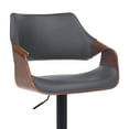 thumbnail image 4 of Armen Living Indoor Aspen Adjustable Swivel Gray Faux Leather and Walnut Wood Bar Stool with Black Base, 4 of 10