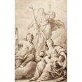 thumbnail image 2 of Venetian School 13x18 Gold Ornate Wood Frame and Double Matted Museum Art Print Titled - Saint Theresa, a Second Female Saint and Charity (Possibly Preliminary Study for an Altarpiece) (18th, 2 of 4