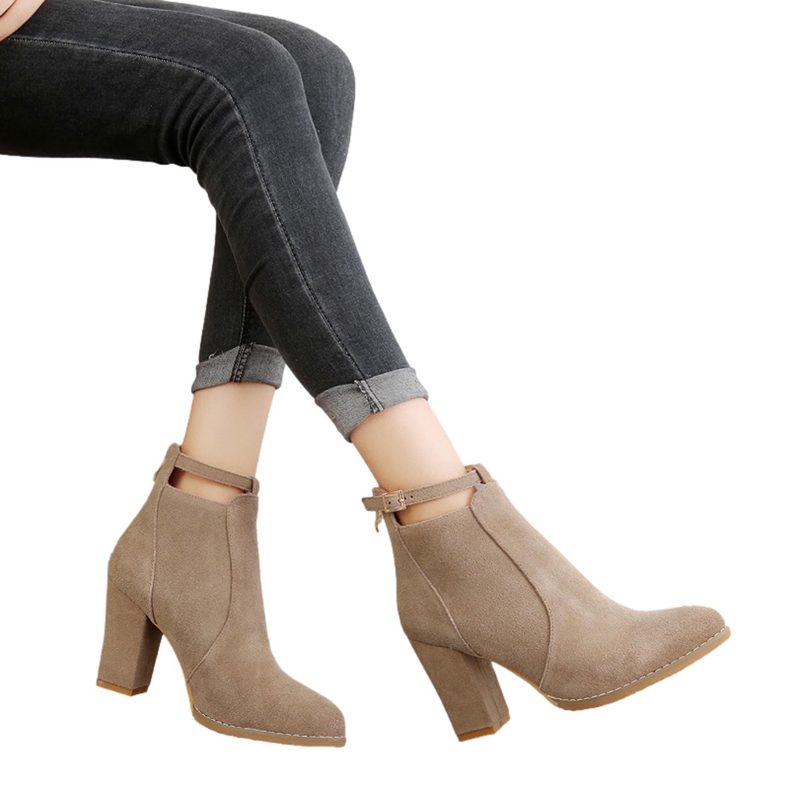 Herrnalise Women's High Heel Ankle Boots with Buckle Herrnalise Women's High Heel Ankle Boots with Buckle
