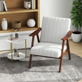 thumbnail image 2 of Gymax Modern Accent Chair Leathaire Leisure Armchair w/ Rubber Wood Frame & Felt Pads Beige, 2 of 9