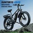 thumbnail image 3 of SUNTIBYE EB26 Electric Bike 26" Fat Tire Ebike for Adults, 65miles / 28mph Peak 1500W E-mountain Bicycle,48V 15Ah UL2849, Black, 3 of 12
