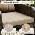 thumbnail image 5 of LHBcraft Balcony Furniture 5 Piece Patio Conversation Set, PE Wicker Rattan Outdoor Lounge Chairs with Soft Cushions 2 Ottoman&Glass Table for Porch, Lawn-Brown Wicker (Brown), 5 of 6