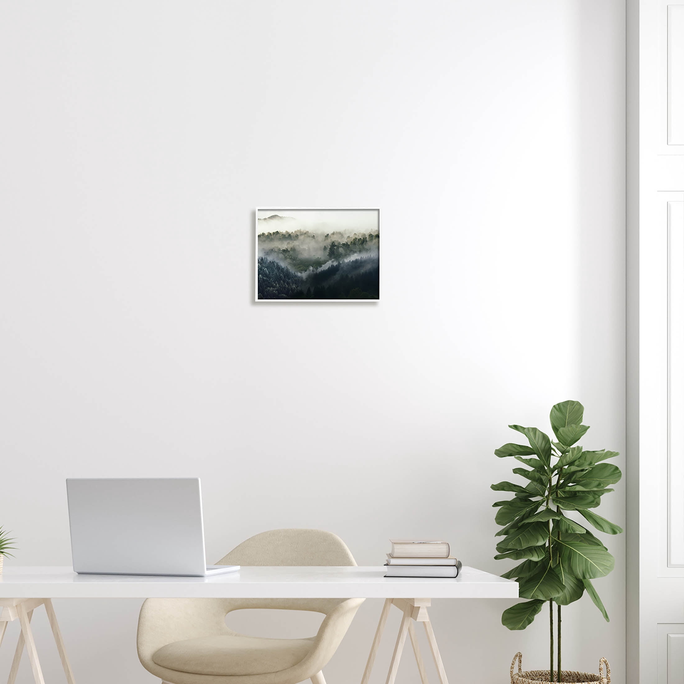 Stupell Industries Foggy Green Mountain Peaks Photograph White Framed Art Print Wall Art, Design by Ziwei Li