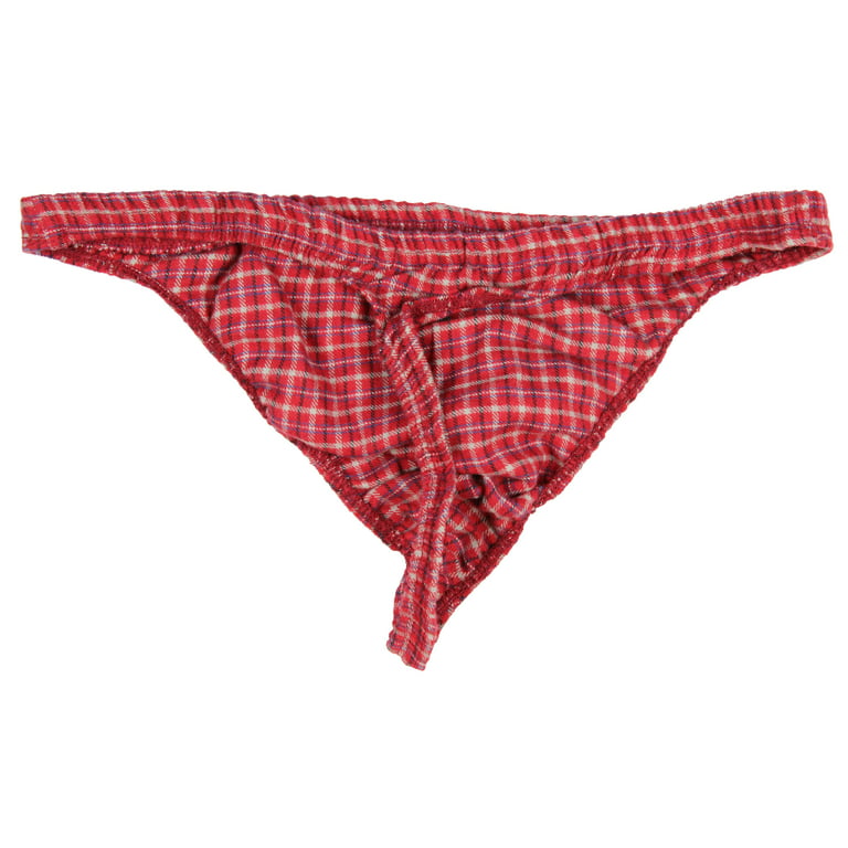 INTIMO Mens Flannel Thong, RED, X-Large 