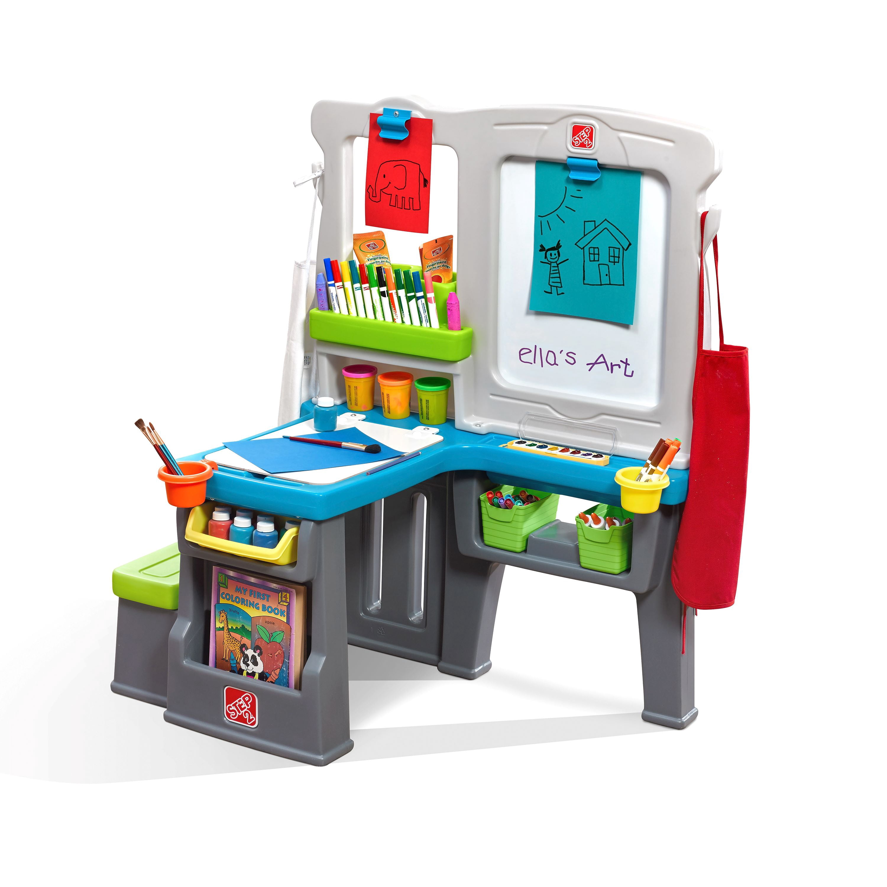 Step2 Jumbo Art Easel Double-Sided Plastic Toddler Chalkboard and Whiteboard