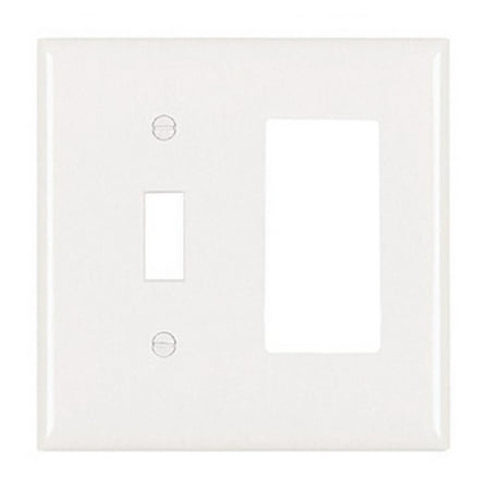Pass & Seymour Legrand TP126-W 2-Gang Combination Toggle Switch Decorator GFCI Rocker Switch Wall Plate, Trademaster Size, Unbreakable Nylon, White