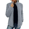 thumbnail image 2 of WEIYLL Womens Fleece Jacket Fashion Long Sleeve Zipper Bubble Down Grey Fall Coats Size XL, 2 of 4