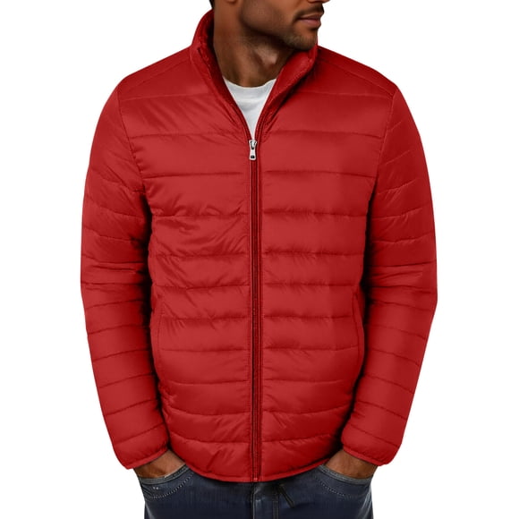 yardsong Men's Hiking Puffer Jacket - Lightweight Warm Windproof Thermal Insulated Winter Coat with Pockets Red,S