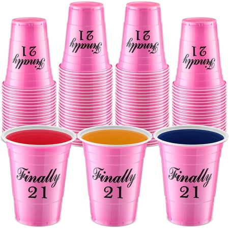 50 Pcs Finally 21 Birthday Party Disposable Cups 16 oz Plastic Cups 21st Birthday Party Favors Birthday Gift for Her and Him Women Men Anniversary Wedding Birthday Decorations