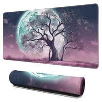 the Moon and the Trees Purple Black Background Gaming Mouse Mat,Rectangle XX Large Non-Slip Rubber Gaming Mouse Pad with Stitched Edges, Office Mouse Pad for Women Men Kids, 31.5x15.7