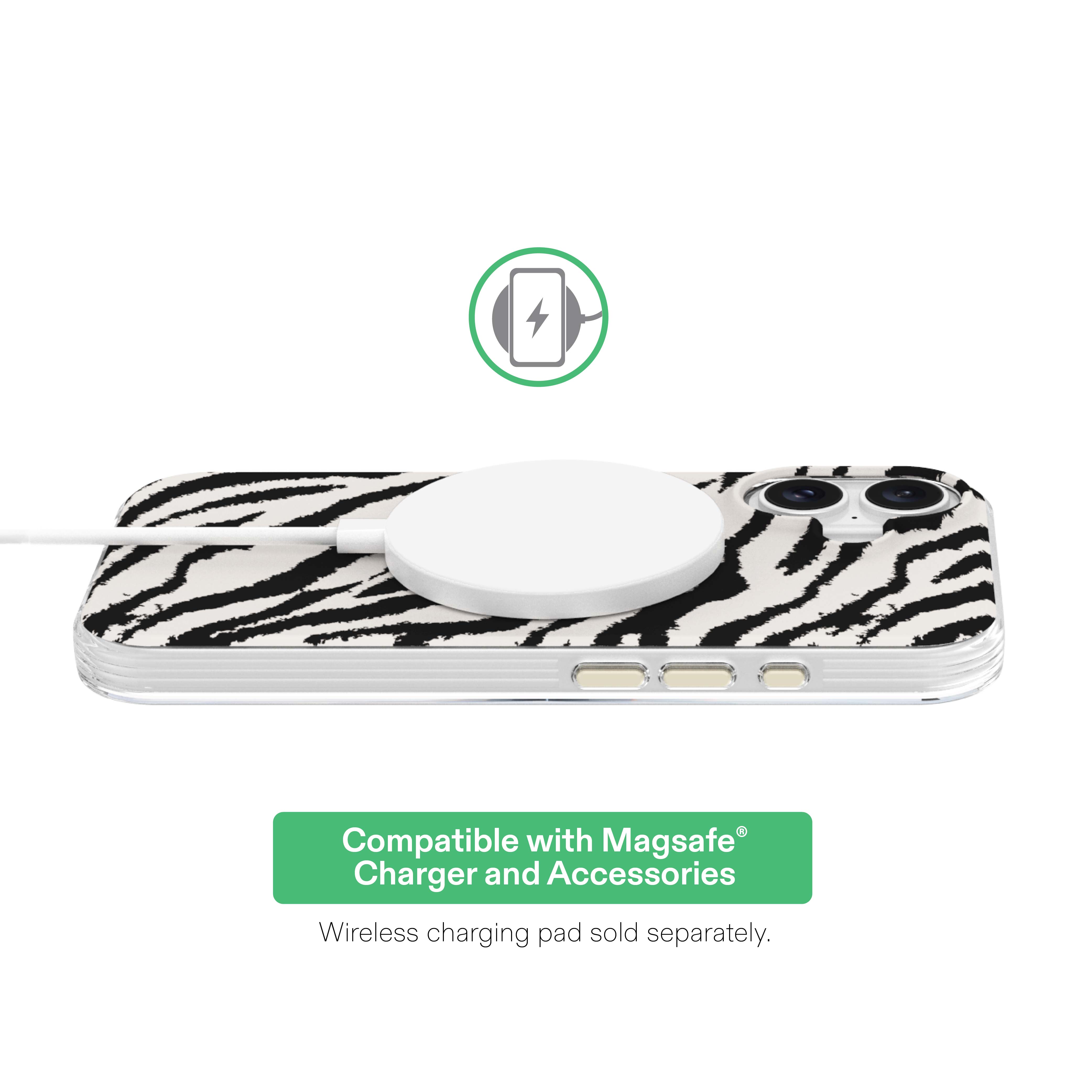 onn Phone Case for iPhone 17, MagSafe Compatible - Zebra Stripe
