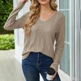 thumbnail image 1 of MKLEKYY Cardigans pour Femmes Pull Tricoté Uni Col en V Manches Longues pour Femmes, 1 of 1