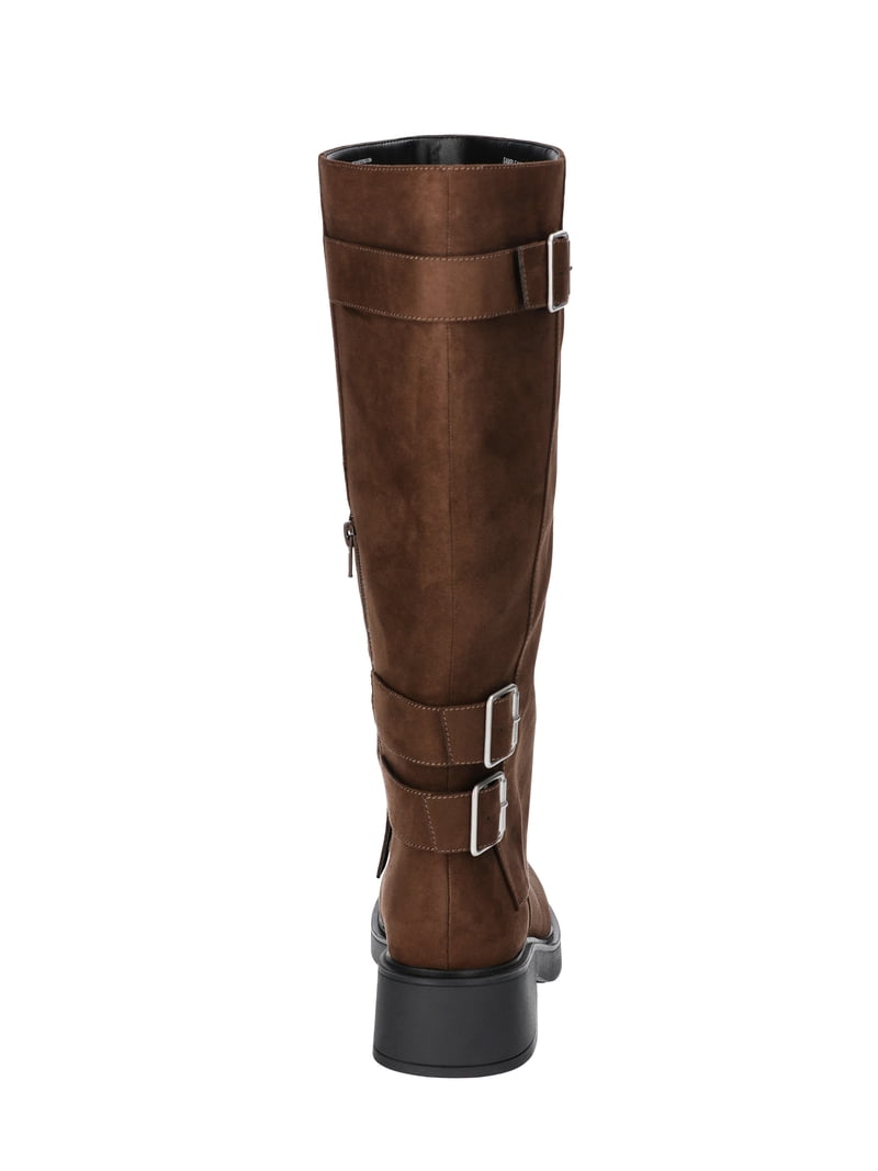 No Boundaries Women's Foldover Buckle Moto Boots - Walmart.com