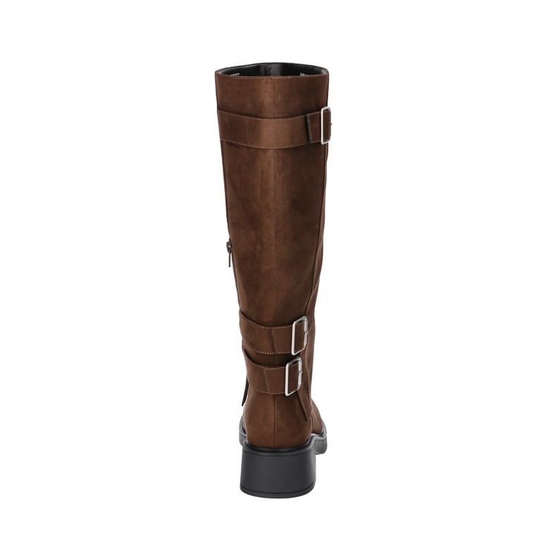 No Boundaries Women's Foldover Buckle Moto Boots - Walmart.com