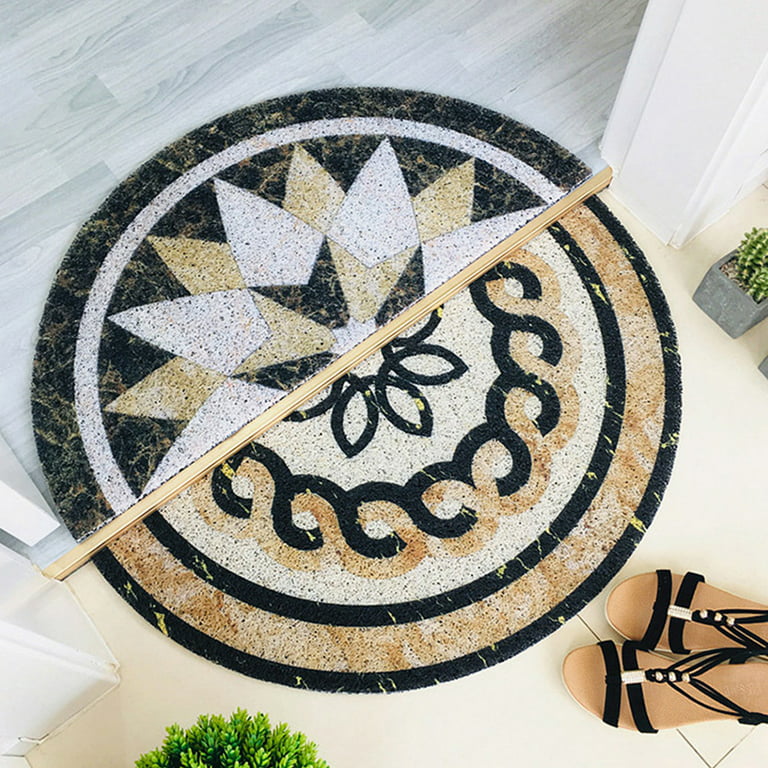 Doormats Entrance Door Rug Modern Cuttable Silk Circle Geometric  Abstraction Carpet PVC Material Water Absorbing Floor Mat