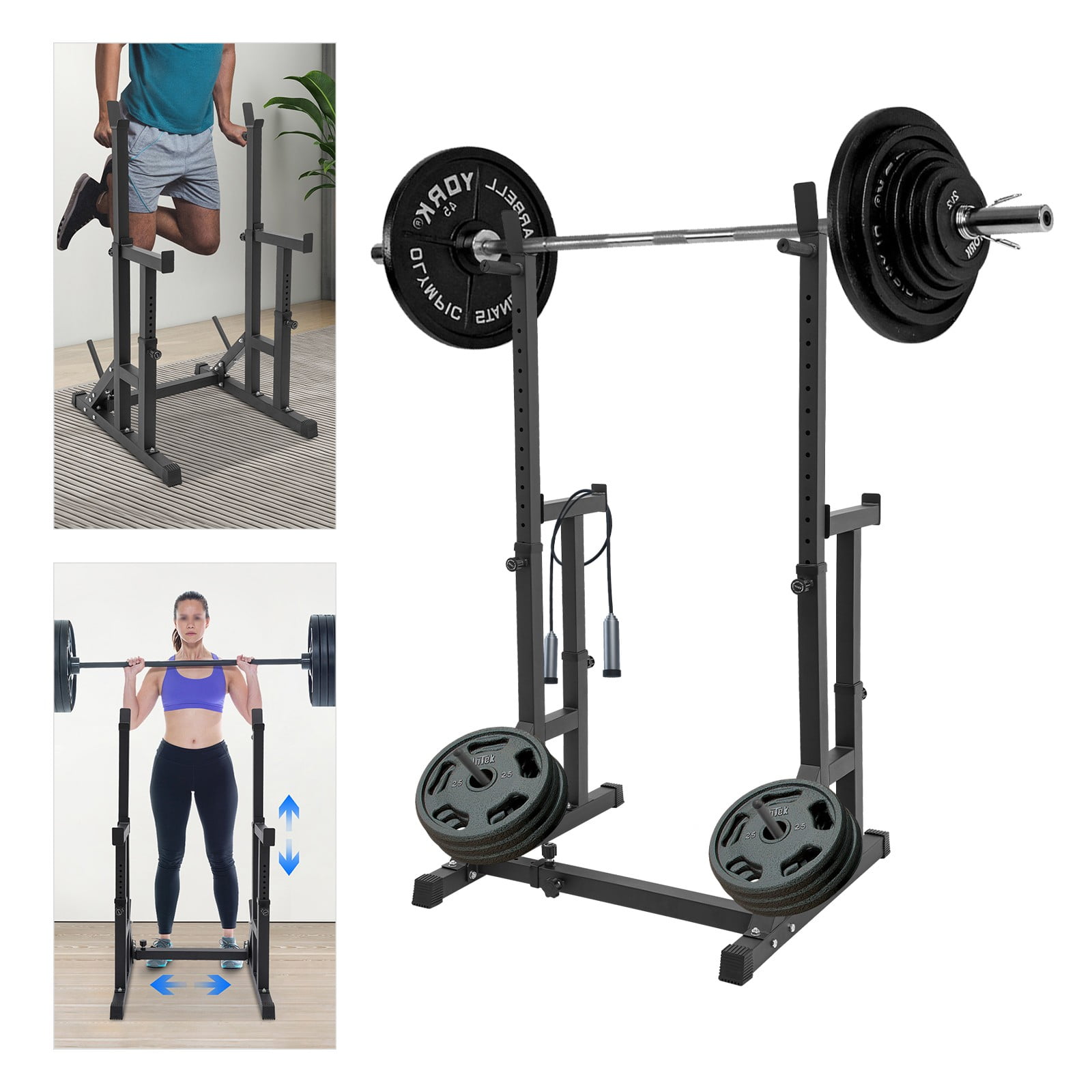 ToppiJoy Adjustable Squat Rack for Home Gym, Multi-Function Barbell Rack for Weightlifting, Squats, Bench Press Portable Squat and Bench Rack, Load 550lbs