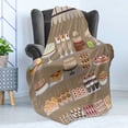thumbnail image 4 of Dessert Soft Flannel Fleece Throw Blanket, Illustration of Bakery Shop Window Displaying Apple Pies Milkshakes Cakes, Cozy Plush for Indoor and Outdoor Use, 70" x 90", Multicolor, by Ambesonne, 4 of 5