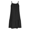 thumbnail image 3 of safuny Women's Trendy Mini Loose Dress Solid Color Sleeveless Crewneck Dress Drop Waist Ruffle Hem Retro Holiday Clothing Fashion Summer Black XL, 3 of 5