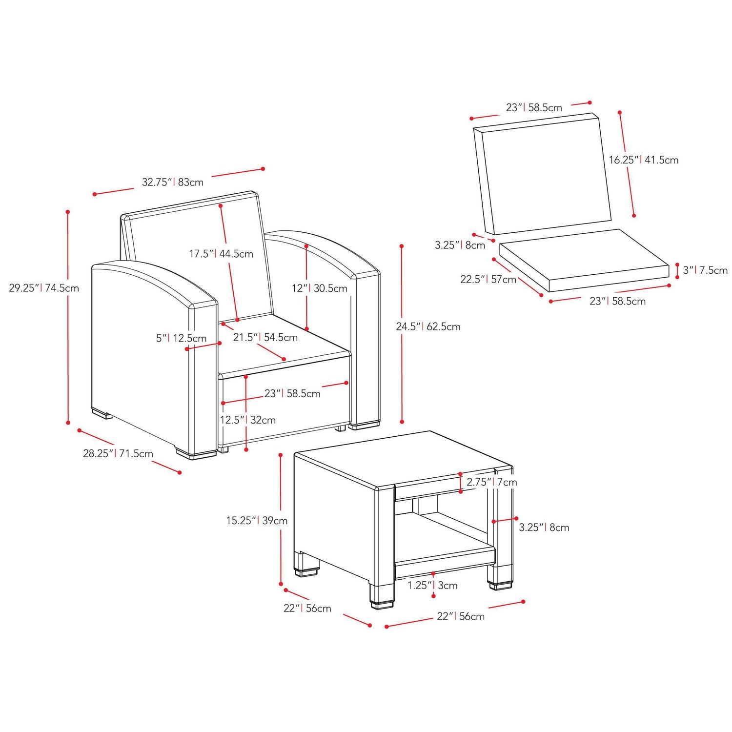 CorLiving Adelaide 4pc Rust Proof Resin Wicker Chair and Ottoman Patio Set