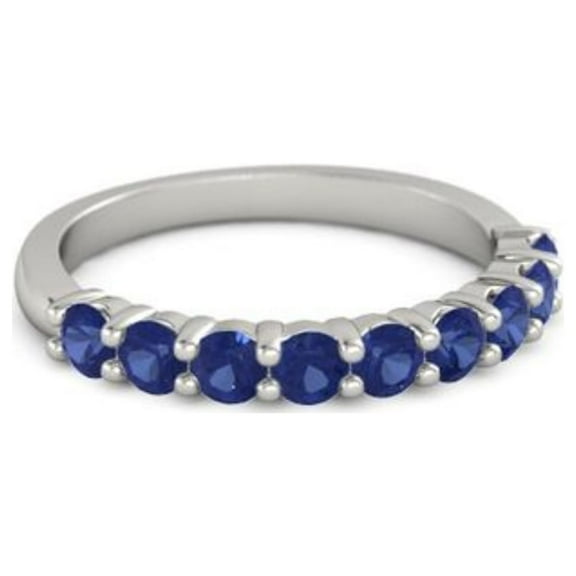 925 Sterling Silver Round 2.50 MM Blue Sapphire Eternity Band Women Wedding Ring