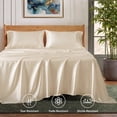thumbnail image 4 of U by Bedsure 100% Rayon Derived from Bamboo Queen Sheet Sets, Luxury 4 Pieces Deep Pockets Cooling Bed Sheets, Beige, 4 of 8