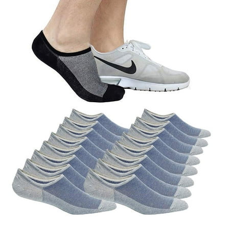 

No Show Socks Ankle Low Cut Socks for Mens Non Slip 8 Pairs 16 Pairs (8 Pairs (Grey) S/M(US Men shoes size 6-10/Women size 8-12))