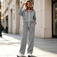 thumbnail image 5 of Teuyenhk Women's 2 Piece Sweatsuits Fall Fleece Lined Matching Lounge Sets Zip Up Hoodies Drawstring Straight Leg Pants Airport Travel Track Suits, 5 of 7