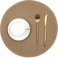thumbnail image 2 of 15 inch Round Braided Placemats Set of 6 Non Slip Heat Resistant Cotton Polyester Table Mats Washable Place Mats for Kitchen Dining Party Table Decor (Beige, 6), 2 of 9