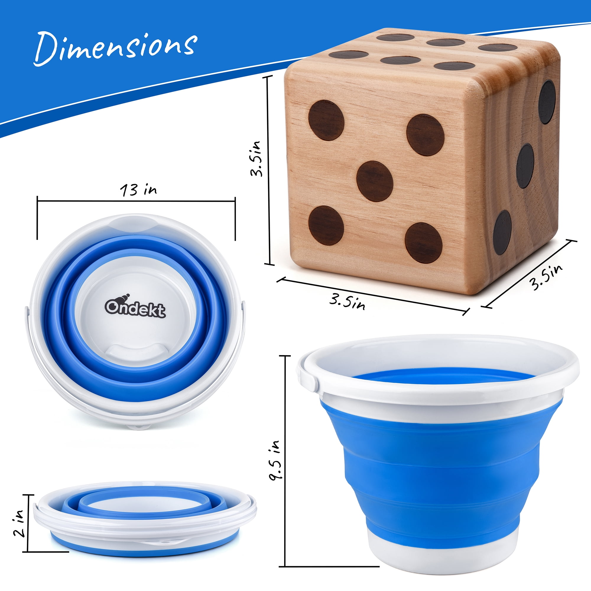 A Birthday Place Ondekt Crack Resistant Giant Wooden Yard Dice Set, 6 Count Pack