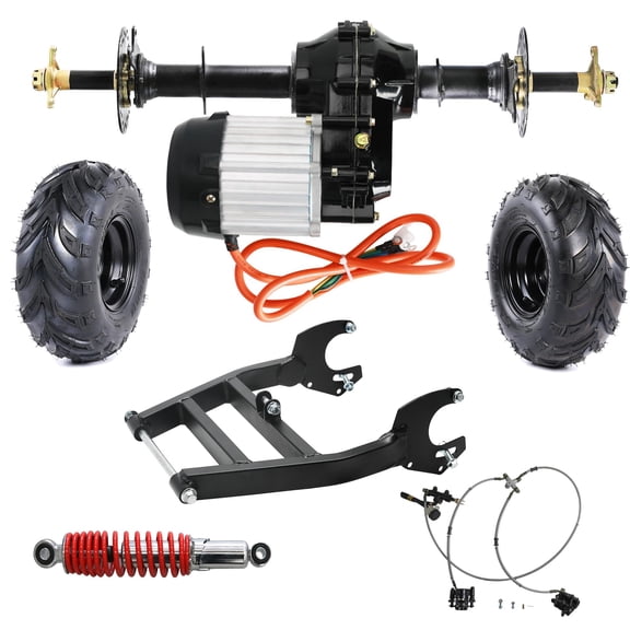 760mm 30" Go-Kart Rear Axle Kit with 145/70-6 Tires Wheels, 72V 1500W Brushless Differential Motor Kit,Swingarm, Shock, Brake for DIY Electric Go Kart, Tricycle, ATV, Quad, Buggy, Golf Cart