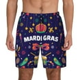 thumbnail image 3 of Uemuo Happy Mardi Gras Pattern Mens Swim Trunks Quick Dry Board Shorts with Mesh Lining, Stretch Beach Shorts Quick Dry No-Chafing Board Shorts-Small, 3 of 9