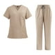 thumbnail image 4 of Conjunto de uniforme de enfermería, ropa de trabajo cómoda, bata con cuello en V para mujer Albaricoque, 4 of 9