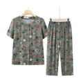 thumbnail image 1 of Qiopertar Liquidation à Moins de 5$ Blouse Décontractée à Manches Courtes et Col Rond Imprimé pour Femmes Ensemble de Pyjama Mode Short Grandes Économies de Vacances!, 1 of 3