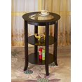 thumbnail image 3 of Frenchi Furniture Wood Round Side /Accent Table Inset Glass Two Shelves, 3 of 4