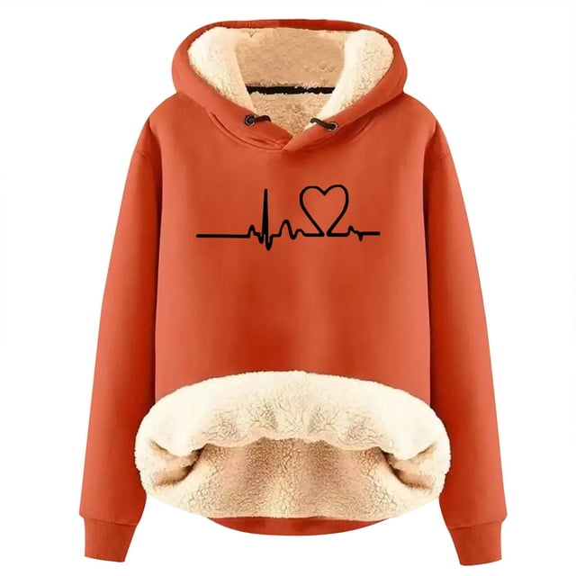 WEAIXIMIUNG Chandails à Col Rond Graphiques pour Femmes d'Hiver un Cardigan Chaud Rembourré en Velours Sherbet Veste à Capuche
