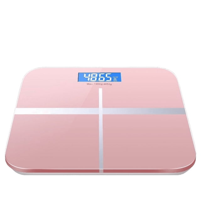 Digital Weight Scale, High Measurement Accuracy up to 50g, Calorie Center, Heart Rate Detection, Large LCD Display(Rechargeable Cross Rose Gold)