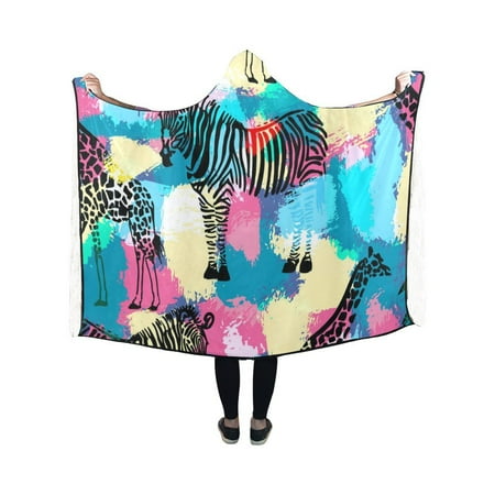HATIART Hooded Blanket Colorful Giraffe Zebra Throw ...