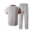 thumbnail image 5 of StSilkitty Men's 2 Piece Outfits Color Block Button down Short Sleeve Collared Shirts and Pants Sets Cotton Linen Casual Set, 5 of 7