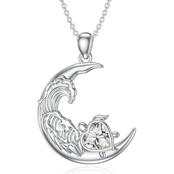 DVEATR Turtle Birthstone Necklace Ocean Turtle Pendant Necklace Jewelry Gift for Her Women