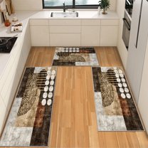 IsecretJoy Washable Kitchen Rugs Sets of 3, Non Slip Kitchen Mats for Floor Waterproof & Stain Resistant Runner Rug for Kitchen, Laundry Room, Hallway