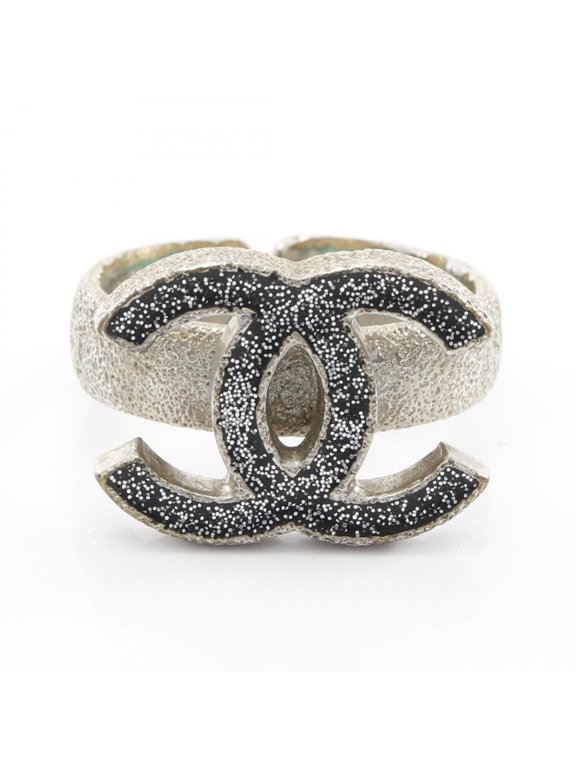 Pre-Owned CHANEL Coco Mark Ring, Stainless Steel, Women's, Silver (Good)