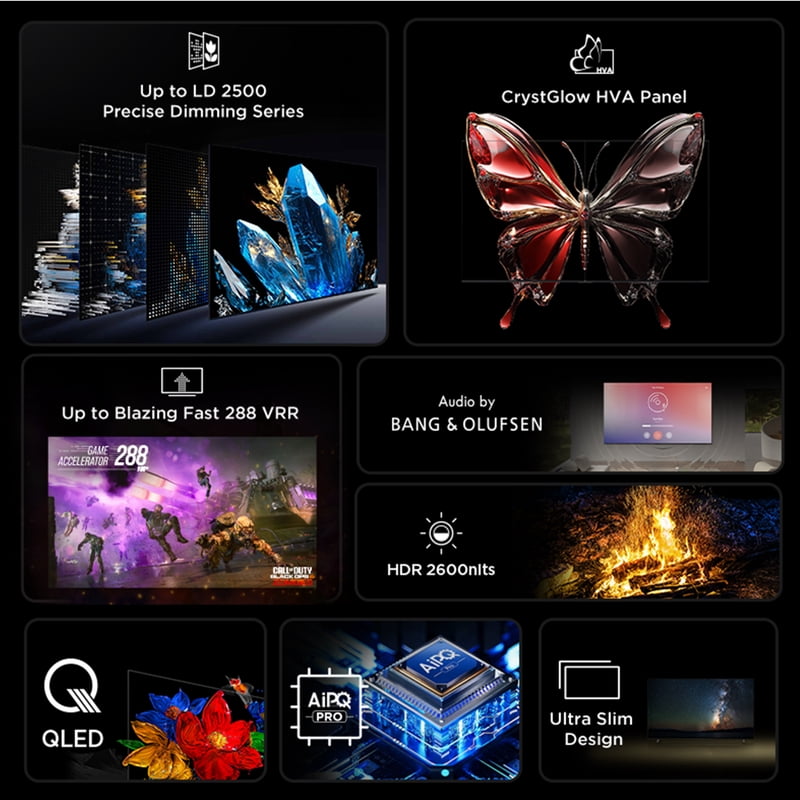 TCL 65" Class QM7K Series QD-Mini LED QLED 4K UHD Smart Google TV (NEW, 2025) - 144Hz, Local Dimming, Audio by Bang & Olufsen - 65QM7K feature detail