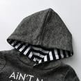 thumbnail image 2 of Newborn Infant Baby boy Clothes Long Sleeve Letter Hooded Tops Long Pants Outfits Set Gray 3-6 Months, 2 of 6