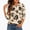 Khaki, variant on PBFRDSJ Women's 3/4 Length Sleeve Crew Neck T-Shirt Boho Floral Printed Loose Fit Wrinkle Resistant Casual Fall Shirts Sizes S-5XL