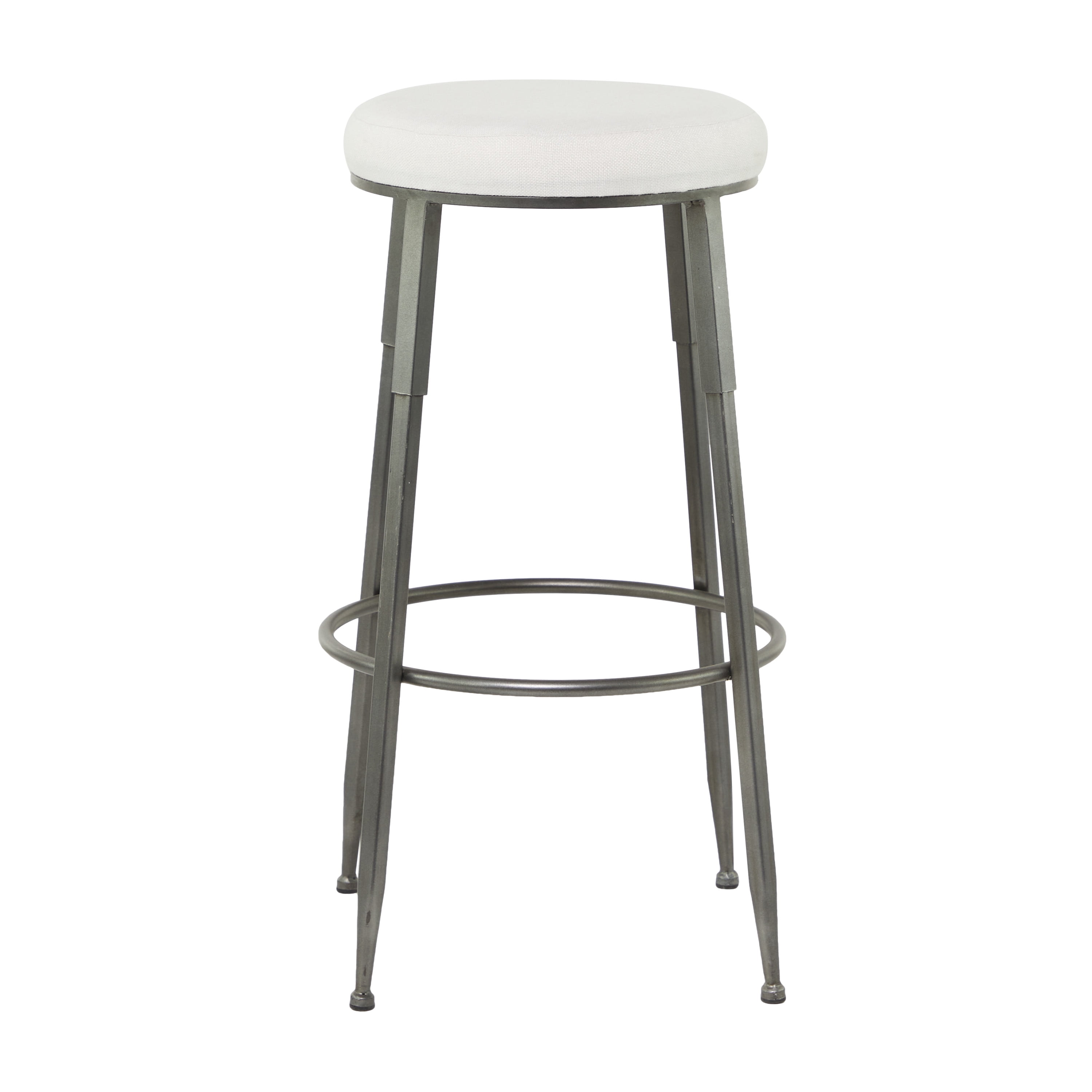 DecMode 16" x 30" Gray Metal Counter Stool with Cream Cotton Seat, 1-Piece