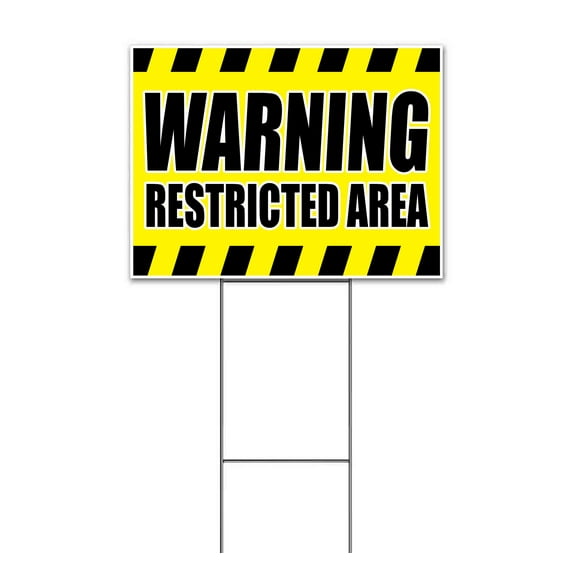 Warning Restricted Area (18" x 24") Yard Sign, Includes Metal Step Stake