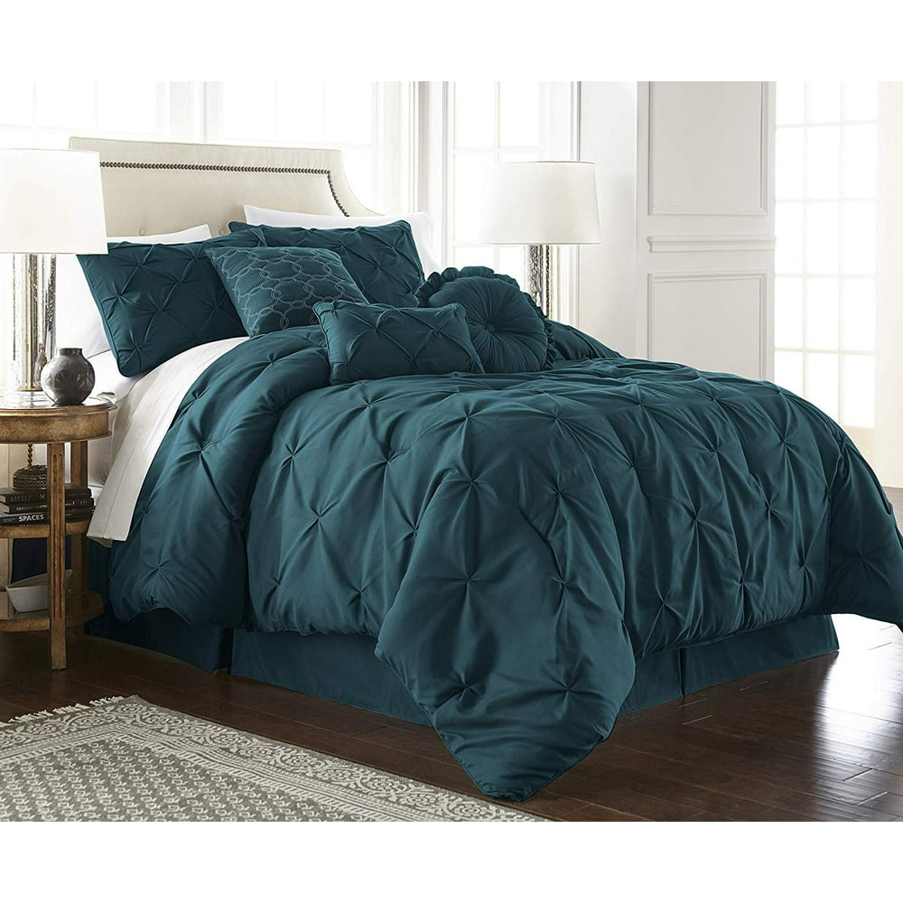 Chezmoi Collection Sydney 7Piece Pintuck Pinch Pleat Comforter Set